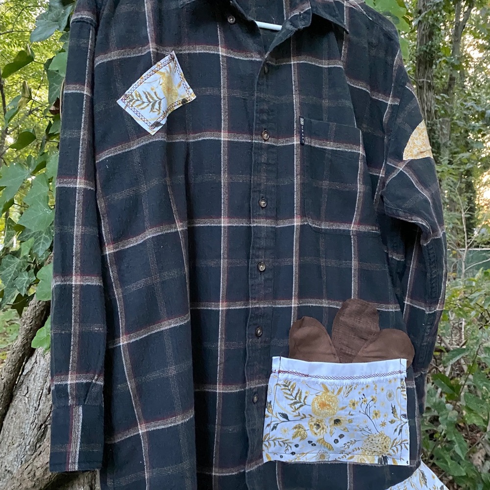 Flannel Shacket Medium Upcycled  Fall Shirt Repurposed